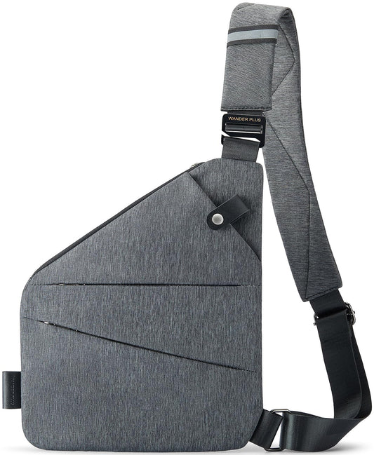 Anti Theft Crossbody Bag, WANDER PLUS Authentic Crossbody Bags for Women Men, Convertible Cross Body Bag, Lightweight, Trendy, Casual, Sling Chest Bag Anti-Theft Design for Travel, Sport (Grey)