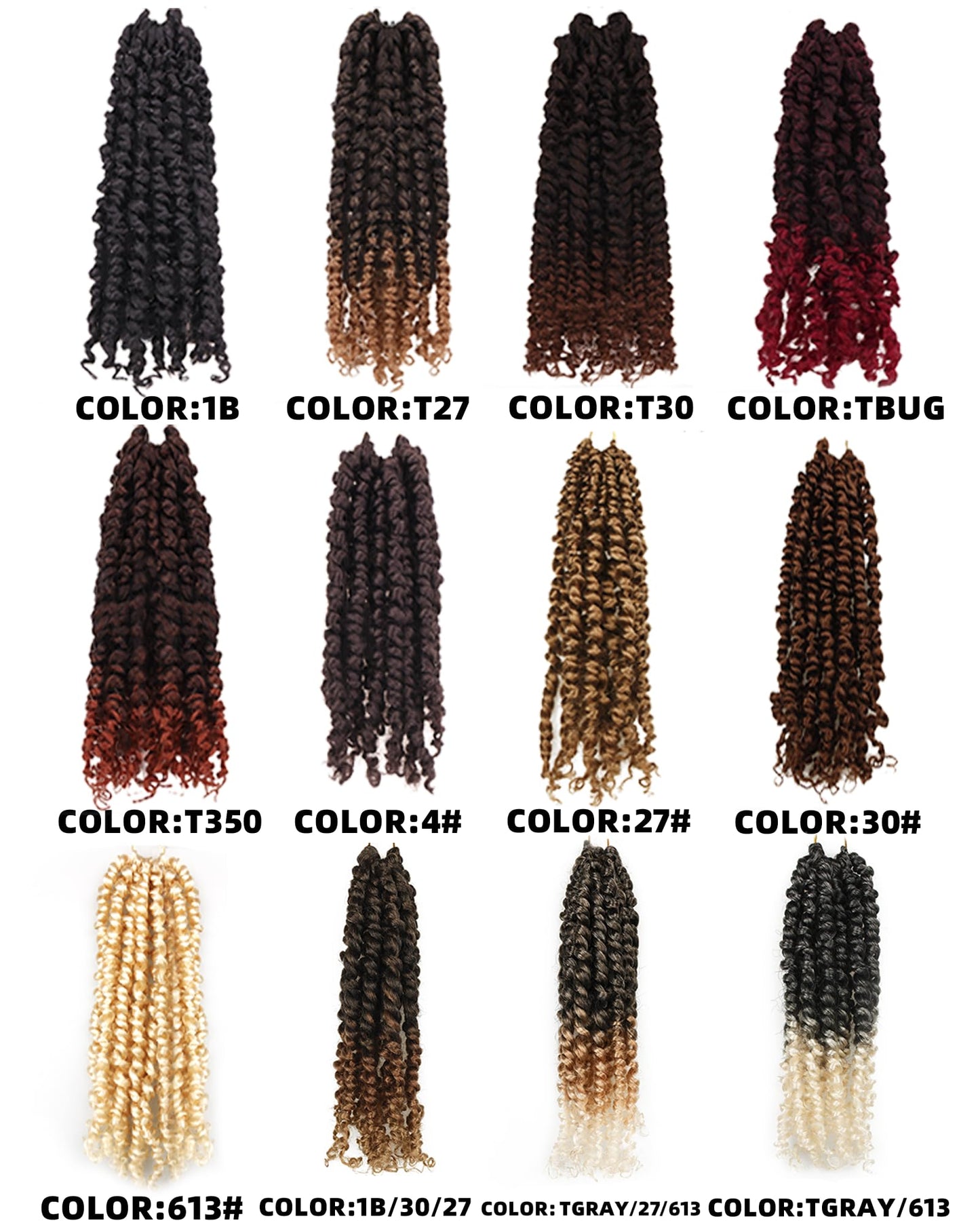 10 Inches 8 Packs Short Passion Twist Crochet Hair for Black Women and Kids-3 Tones Ombre Gray to Blonde to Off-white, Pre Looped Pretwisted Crochet Hair Extension(10"-8 Packs,Gray/27/613)