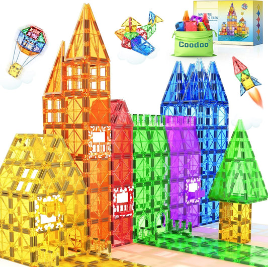 60 PCS Magnetic Building Tiles Kids Toys STEM Magnetic Blocks Sensory Toys Kids Games Magnet Building Toy for Boys and Girls Aged 3+, Kid Brain Development Preschool Kindergarten Toddler Toy