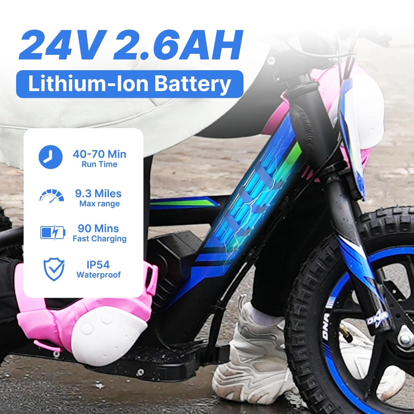 Blissskip Lightweight Electric Dirt Bike for Kids, 170W Powerful Racing Grade Electric Motorcycle Up to 10MPH，24V Detachable Battery, 12-Inch Off-Road Tires, Adjustable Seat - Ideal for Ages 3-6