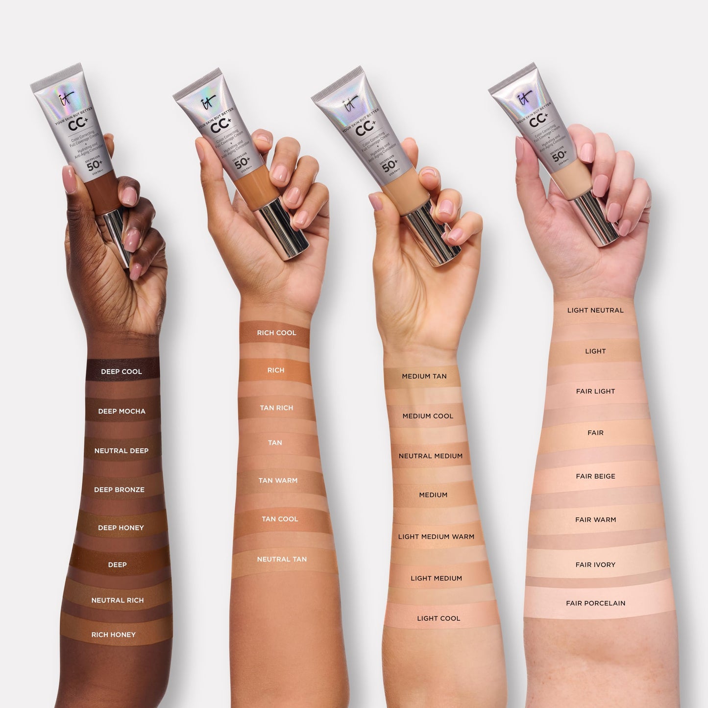 IT Cosmetics Your Skin But Better CC+ Cream, Neutral Medium - Color Correcting Cream, Full-Coverage Foundation, Hydrating Serum & SPF 50+ Sunscreen - Natural Finish - 1.08 fl oz