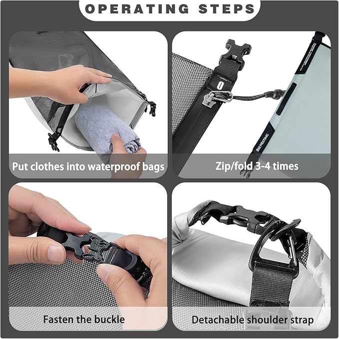 Waterproof dry sack Lightweight Dry Bag Soft and comfortable stuff sacks for backpacking Rafting Boating Camping (Green, 4L 8L)