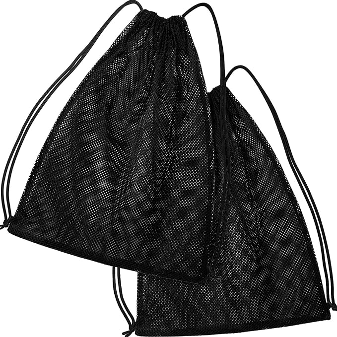 Frienda Mesh Drawstring Backpack Bag Multifunction Mesh Bag for Swimming, Gym, Clothes (Black) One piece