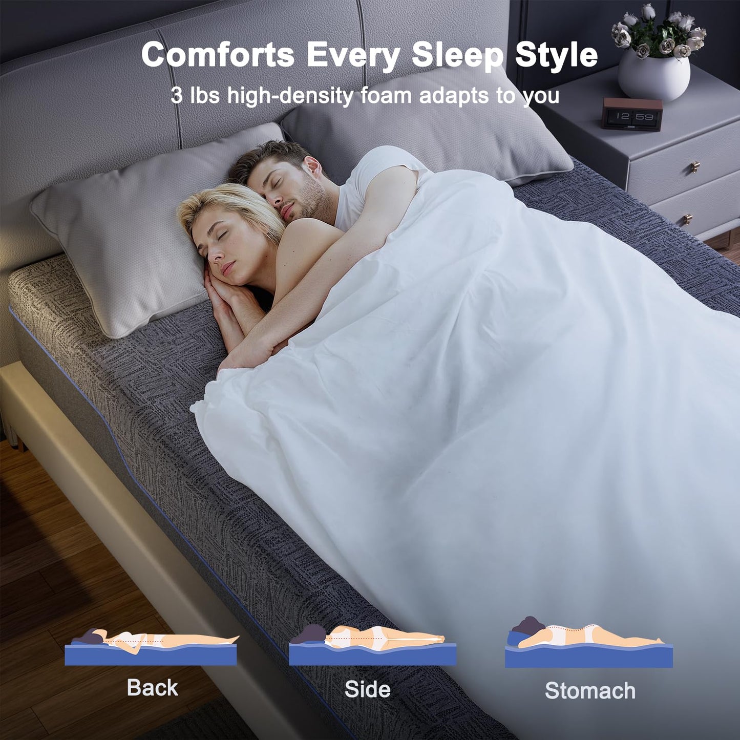 Amada 12 Inch Queen Mattress, Queen Memory Foam Mattress, Cooling Sleep & Pressure Relief, Medium Firm Plus Feel & Fiberglass-Free, CertiPUR-US Certified Mattress Bed in a Box