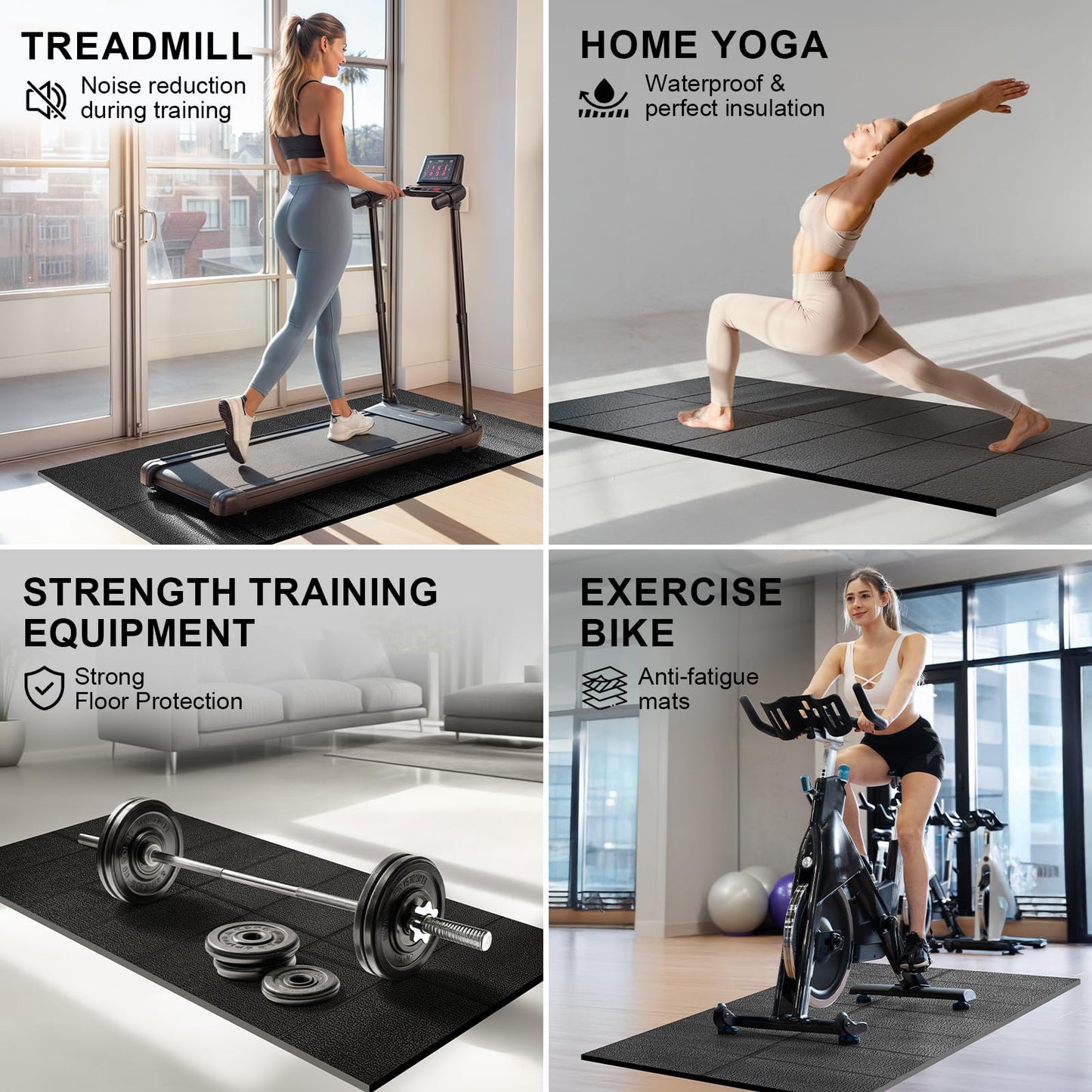 Foldable Treadmill Mat Walking Pads, Bike Exercise Equipment Mat, 1/4" Thick, 68"x24" Anti-Slip Waterproof Floor Protector for Carpet, Home Hardwood, Home Gyms, Workout Fitness Machines, Yoga, Gift