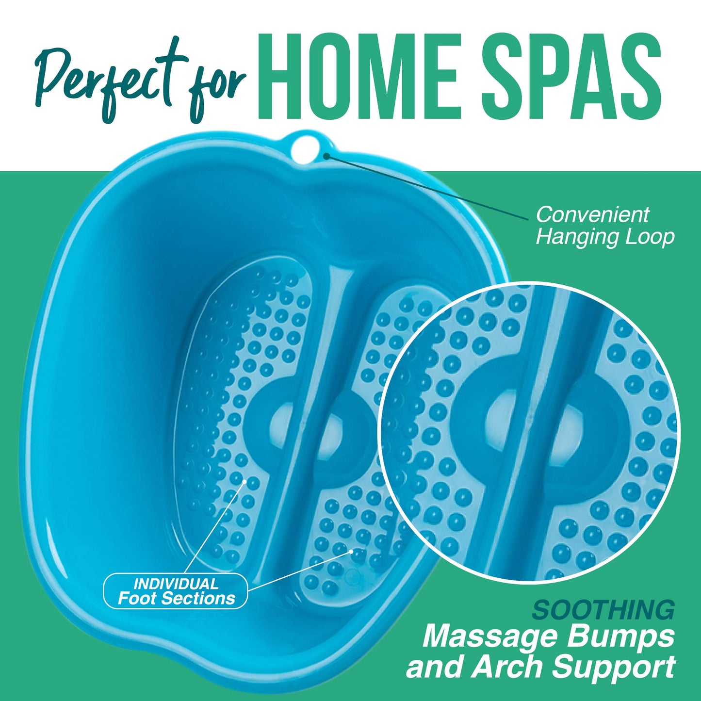 AllSett Health Foot Soaking Bath Basin – Large Size for Soaking Feet | Pedicure and Massager Tub for at Home Spa Treatment | Callus, Fungus, Dead Skin Remover, Blue