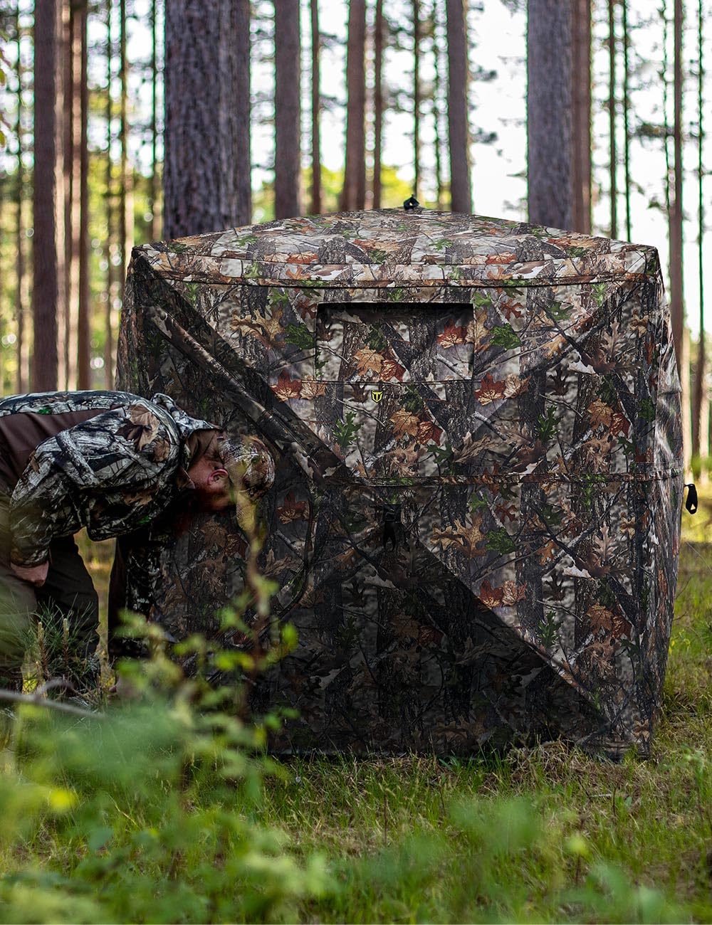 TIDEWE Hunting Blind See Through with Carrying Bag, 3-4 Person Pop Up Ground Blinds 270 Degree, Portable Resilient Hunting Tent for Deer & Turkey Hunting (Camouflage)