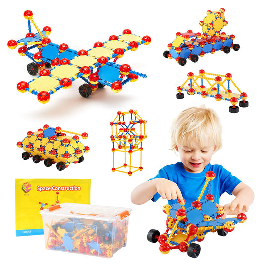 ZOZOPLAY 160PCS STEM Building Blocks Set, Preschool Toys for Ages 3+Kids, Colorful Plastic Connectors, Creative Inspirational Construction Fun Educational Toys, Best Gift Game Kit Classroom Activity