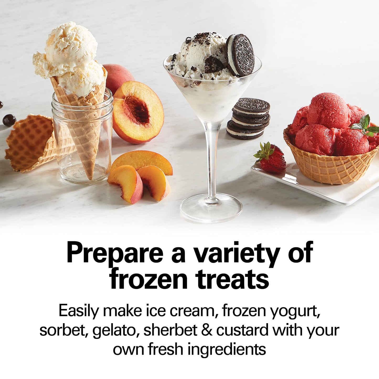 Hamilton Beach Electric Automatic Ice Cream Maker & Frozen Yogurt Machine, Makes Custard, Sorbet, Gelato and Sherbet, 4 Quart, White (68330N)