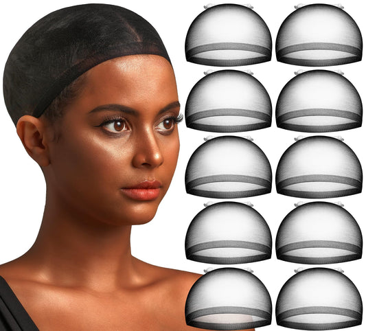 Teenitor 20pcs Bald Cap Set - Breathable, Invisible Stocking Wig Cap for Lace Front, Sheer Caps, Black