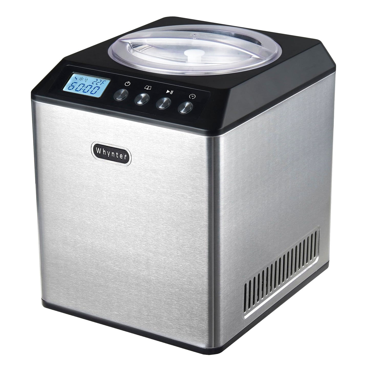Whynter Ice Cream Maker Machine Automatic 2.1 Qt. Upright with Built-In Compressor, LCD Digital Display & Timer, No Pre-Freezing, ICM-201SB, Stainless Steel