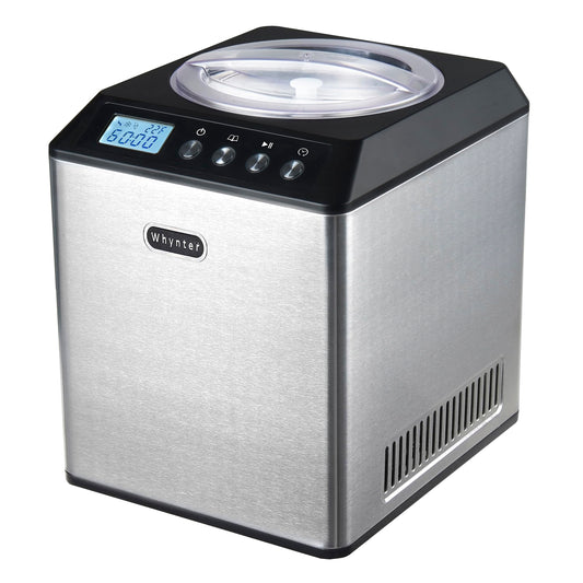 Whynter Ice Cream Maker Machine Automatic 2.1 Qt. Upright with Built-In Compressor, LCD Digital Display & Timer, No Pre-Freezing, ICM-201SB, Stainless Steel