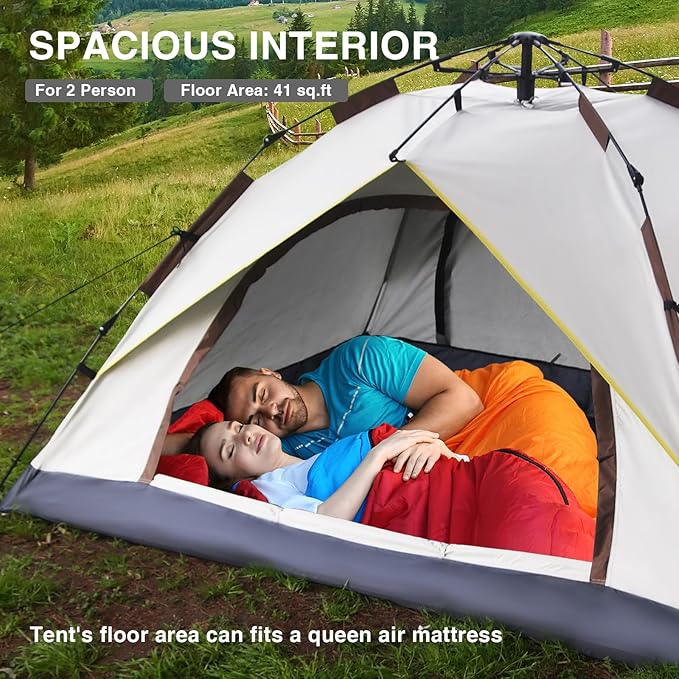 1/2/3 Person Camping Tent, Instant Pop Up Tents for Camping, Waterproof Windproof Family Tents, Easy Set Up Tent, Portable Dome Tent for Camping Hiking Backpacking Traveling