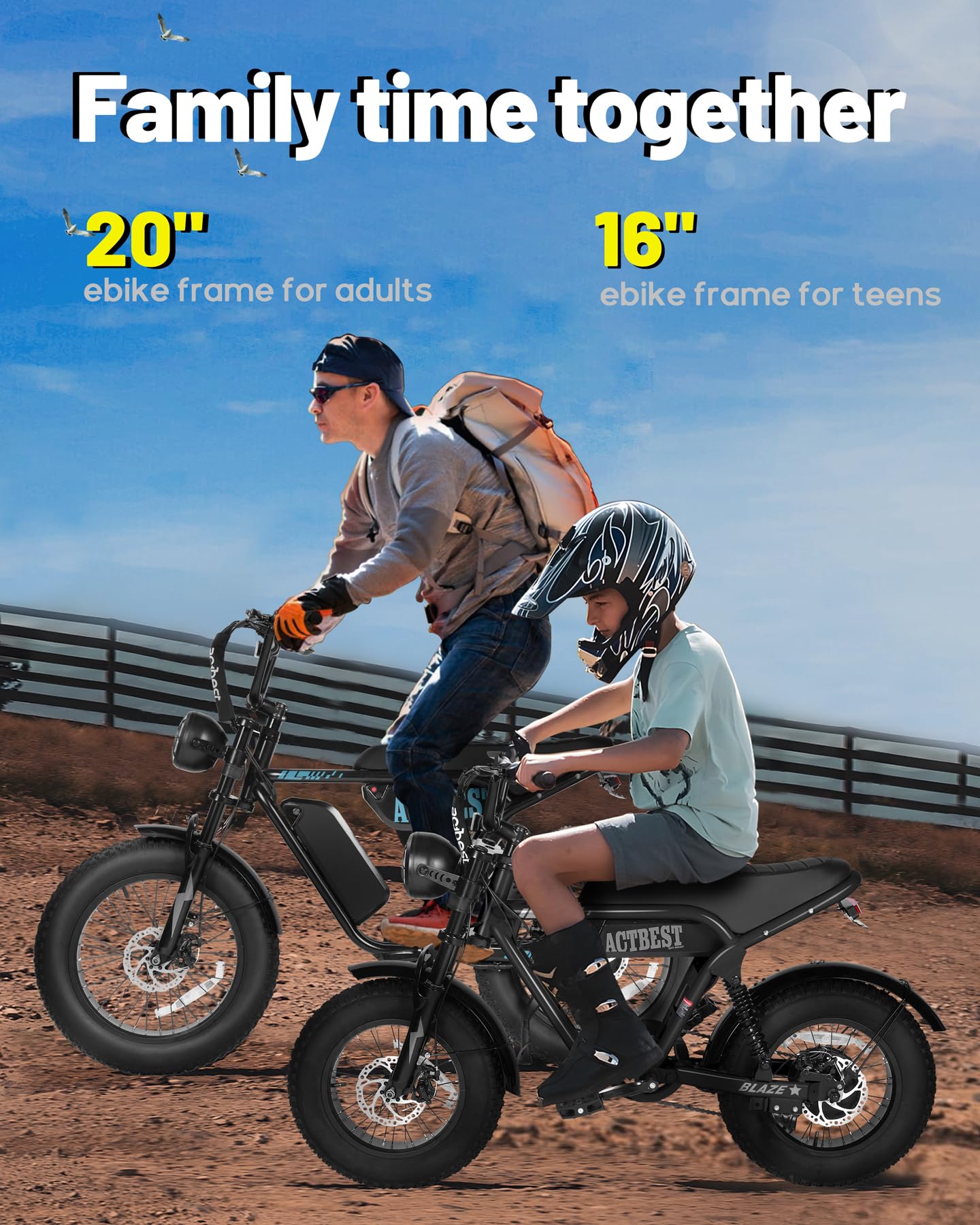 ACTBEST 20"/16" Electric Bike,Peak 1500W/1200W, 48V 15.6Ah/10.4Ah Fat Tire All-Terrain Electric Motorcycle,Full Suspension,UL2849 Electric Dirt Bike for Adults on Mountains/Snow/Sandy,59U