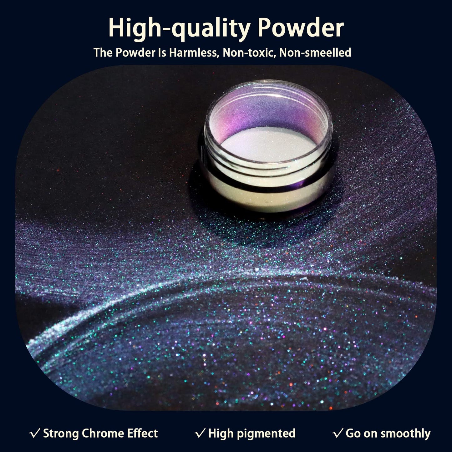 Allstarry Unicorn Chrome Nail Powder, Aurora Mermaid Iridescent White Pearl Nail Chrome Powder Pigment Glitter Fairy Dust for Nail Art, Manicure, Gel Nail Polish - Dream Purple