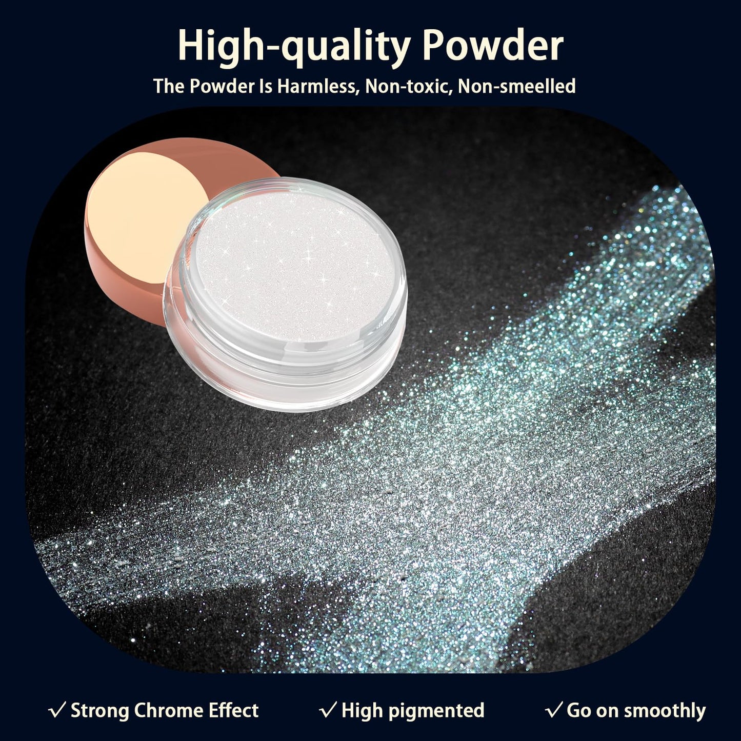 Allstarry Unicorn Chrome Nail Powder, Aurora Mermaid Iridescent White Pearl Nail Chrome Powder Pigment Glitter Fairy Dust for Nail Art, Manicure, Gel Nail Polish - Blue Aurora