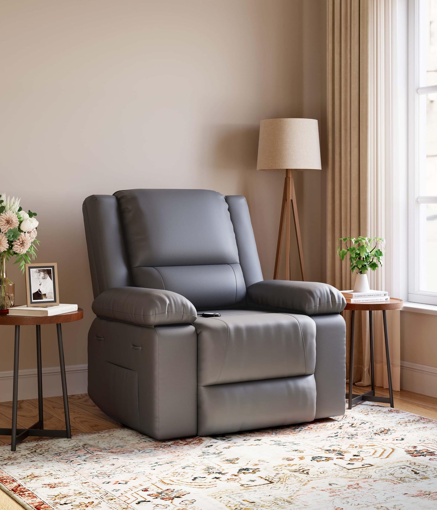 Power Lift Recliner Chair - Heat and Massage, Faux PU Electric Lift Recliner for Elderly & Mobility Impaired, Adjustable Back and Legs, Heavy Duty Lift Chair for Seniors