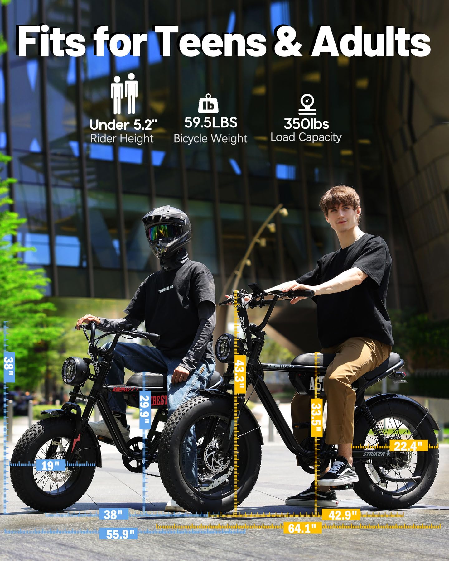 ACTBEST Blaze 16×4" Electric Bike for Teens/Adults,Peak 1200W, 48V 499Wh, 55Miles Fat Tire All-Terrain Electric Mountain Bike, Full Suspension,UL2849 Electric Motorcycle on Mountains/Snow/Sandy,R