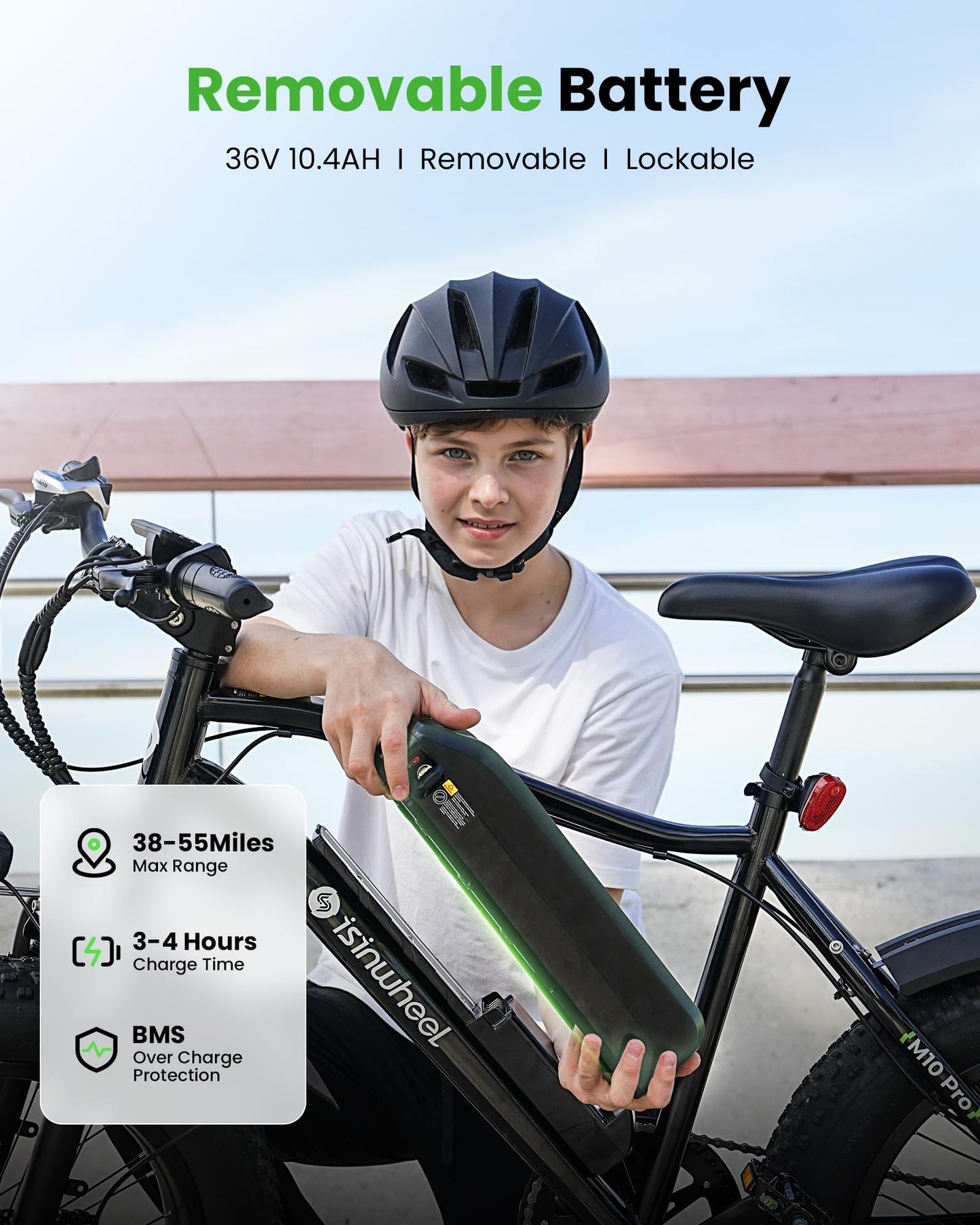 M10Pro Electric Bike for Adults 22Mph 1000W Peak Motor, 0-50° Adjustable Handlebar Mountain Ebike 375Wh Removable Battery 50 Miles Range 7 Speed Shift, 20x4.0 Fat Tire Adult Teenager Electric Bicycles