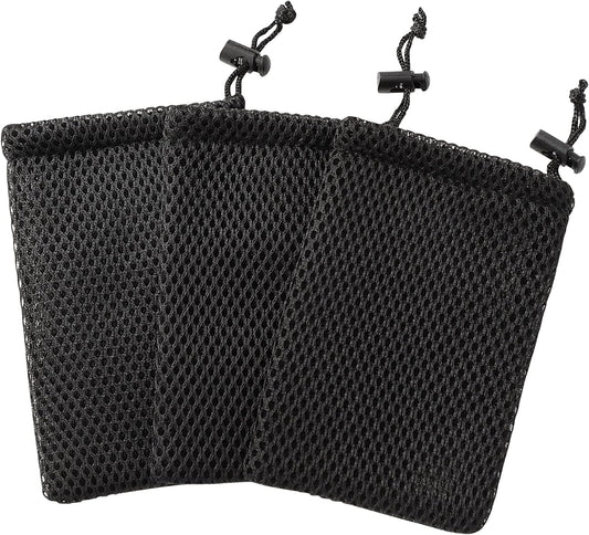 tatoko 5pcs Nylon Mesh Drawstring Bag, 5 x 3.5 Inch Small Storage Pouch String Bags for Mini Stuff MP3 Charger Earphone Key, Travel Kit Organizer for Lipstick Cosmetic Jewelry, Black