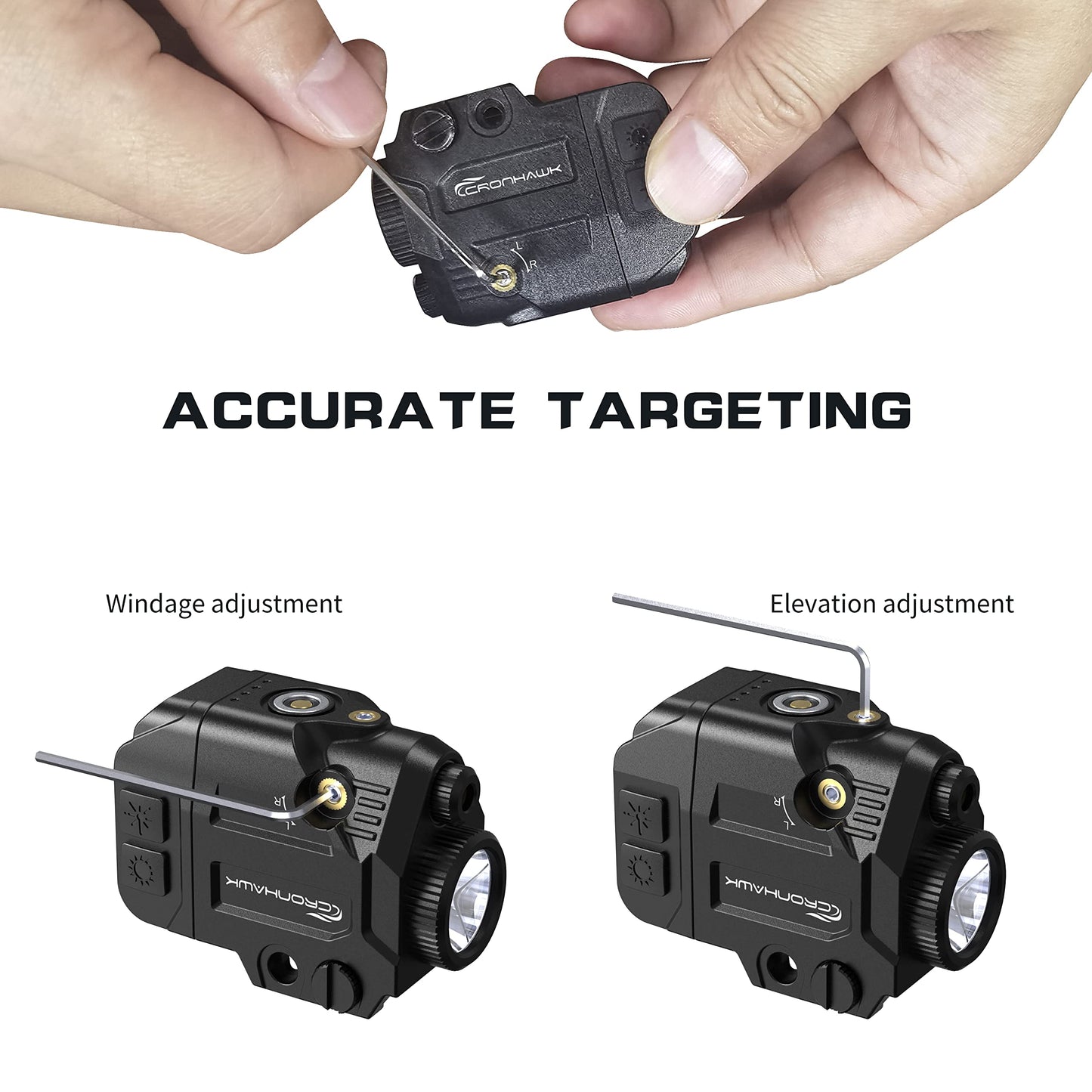 CRONHAWK 500 Lumens Tactical Weapon Flashlights Laser Sight - Rail-Mounted Light and Blue Laser Light Combo for Pistol with Picatinny Rail and GL Rails - Magnetic Charging Port