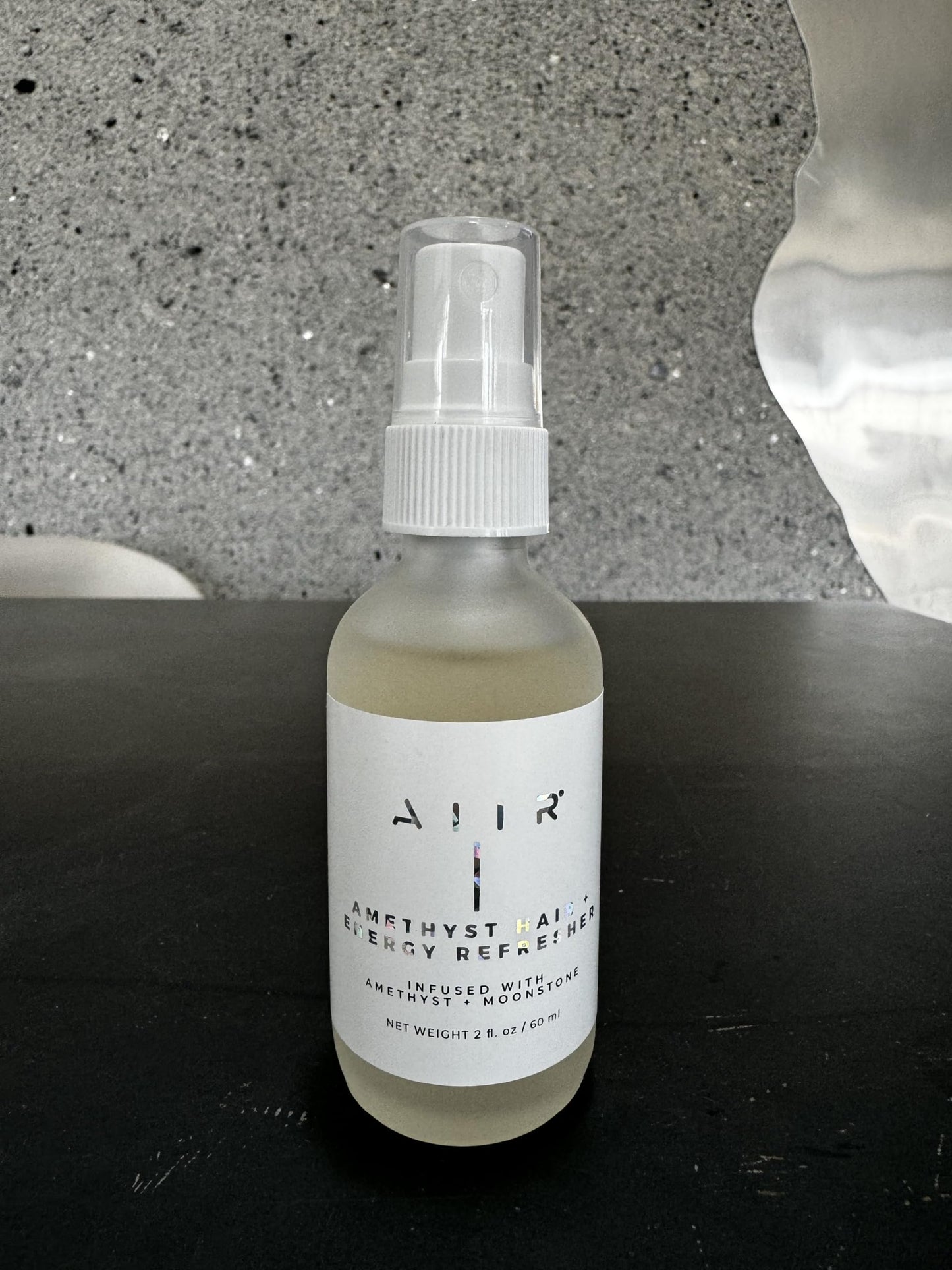 AIIR Amethyst Hair + Energy Refresher - 2 Fl Oz Crystal Infused Room and Hair Mist with Rose Water for Positive Energy Cleansing