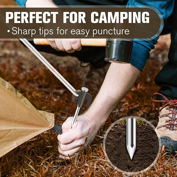 14 Pack Heavy Duty Outdoor Camping Tent Pegs, Aluminum Tent Pegs, Rust and Corrosion Resistant, Suitable for Garden, Camping, Outdoor Hiking, Fishing and Camping Tents.