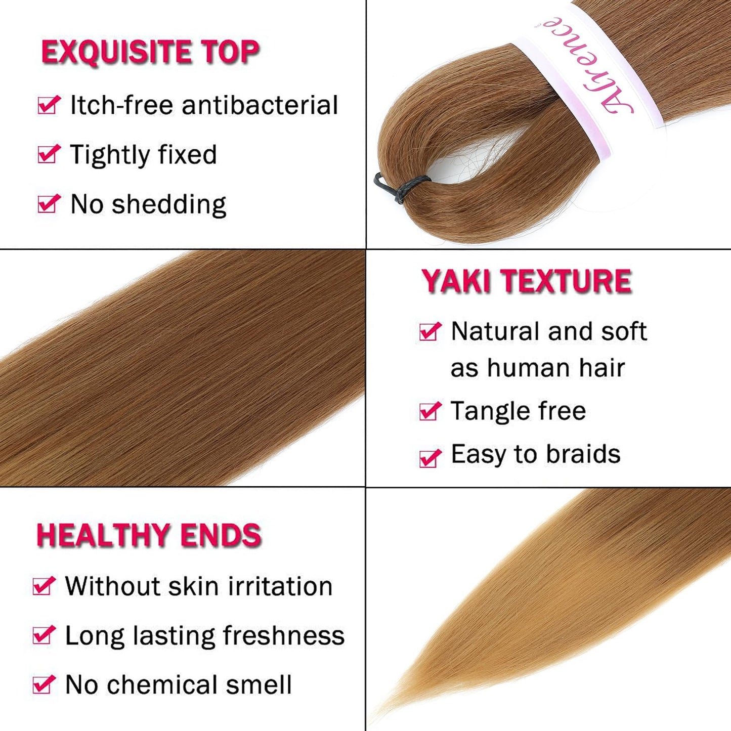 Alrence Pre Stretched Braiding Hair Long Braid 30 Inch 8 Packs Professional Braiding Hair Extensions Synthetic Crochet Twist Braids (30 Inch, 30/27)