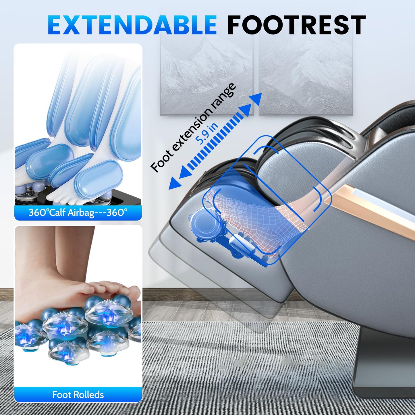 Massage Chair Full Body, 160° Zero Gravity Recliner with 57'' SL Track, Shiatsu Neck Shoulder Massager with Heating, Fix Point Massager, Airbag Massage, Foot Rollers, Bluetooth, Phone Holder, Black