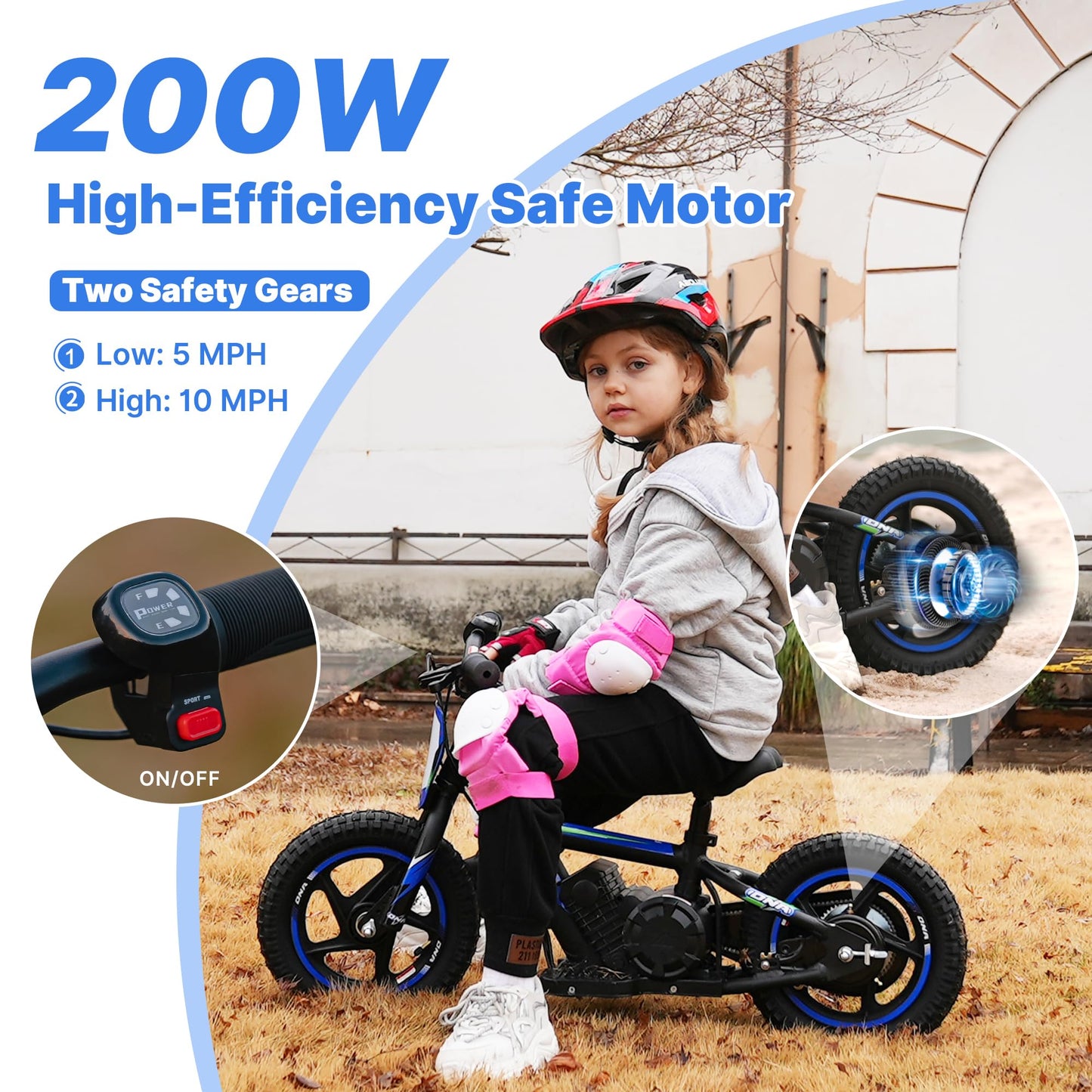 Blissskip Lightweight Electric Dirt Bike for Kids, 170W Powerful Racing Grade Electric Motorcycle Up to 10MPH，24V Detachable Battery, 12-Inch Off-Road Tires, Adjustable Seat - Ideal for Ages 3-6