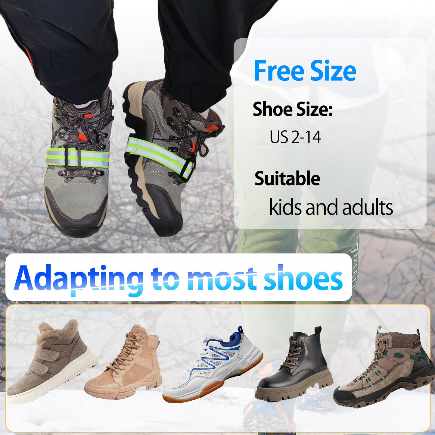Ice Cleats Mid-Sole Snow Traction Cleats Crampons Easily Rotate Non Slip Grippers for Shoes and Boots Winter Walking on Snow Ice for Men Women,Yellow