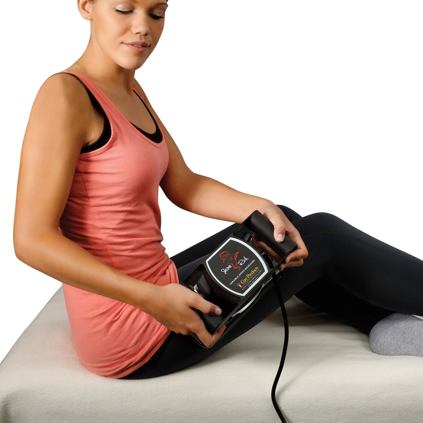 Core Products Jeanie Rub Massager Deluxe Package - Variable Speed Electric Massager for Deep Tissue Pain Relief, Full Body Massage, Back & Shoulder Massager w Fleece Pad Cover & Trigger Point