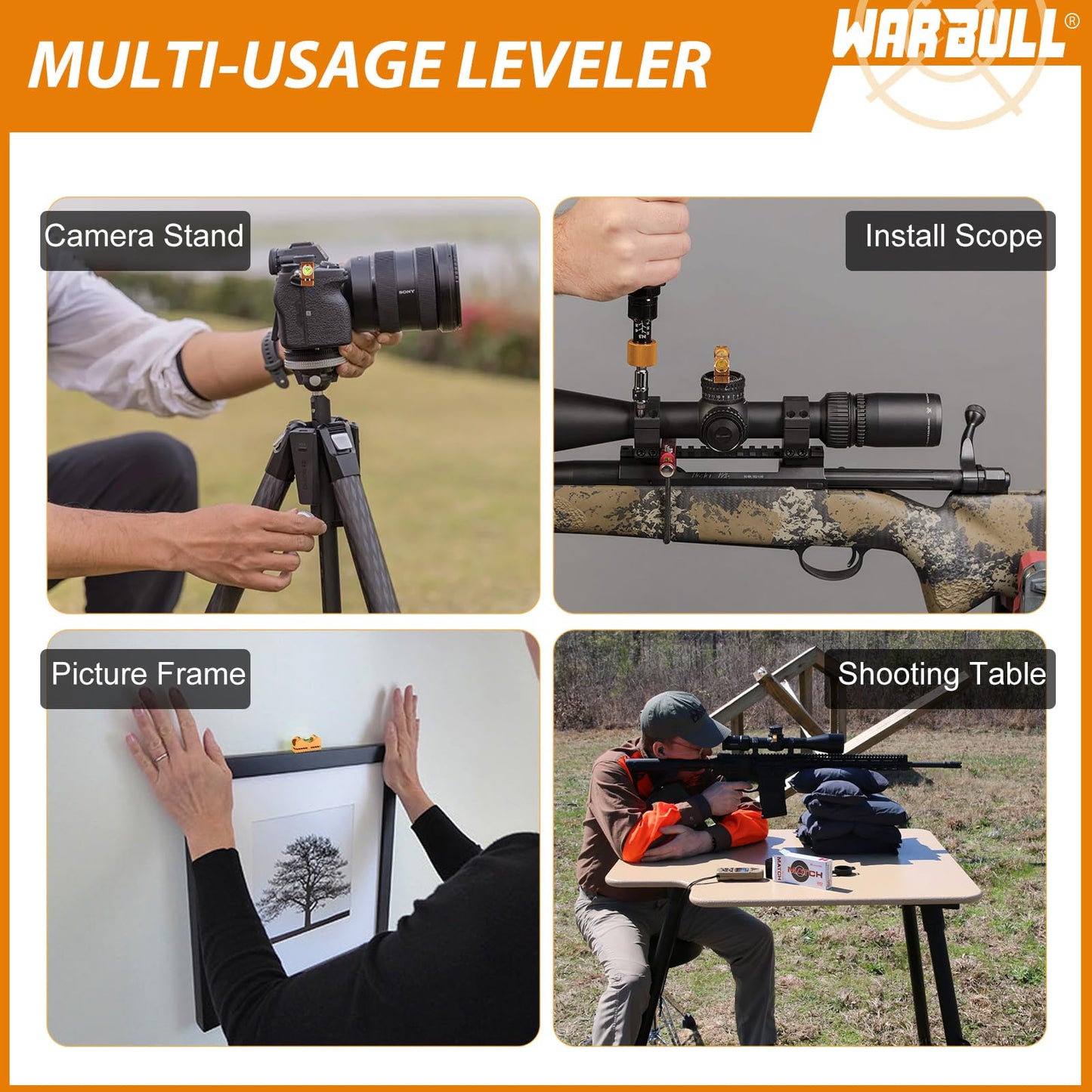 WarBull Scope Leveling Kit Universal, Magnetic Base High-Precision Clearer Level Bubble, Heavy-Duty Scope Leveler, Scope Level Tool for Rifle Shotgun Frame Shooting Table with Storage Case - Glod