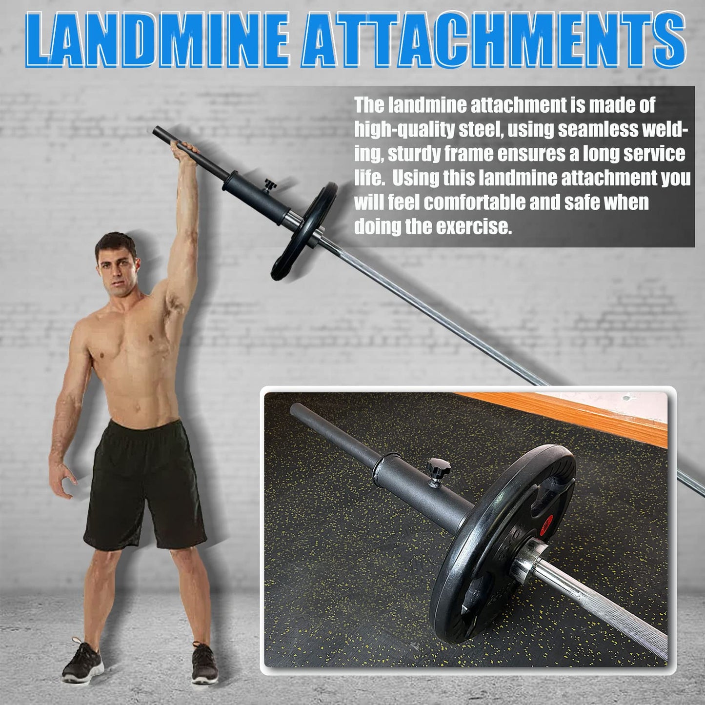 Viking Press Landmine Handle for 2-Inch Olympic Barbell, T-Bar Row Attachment Core Strength Training Accessories, Shoulder Press Landmine Attachment Equipment (Style L)