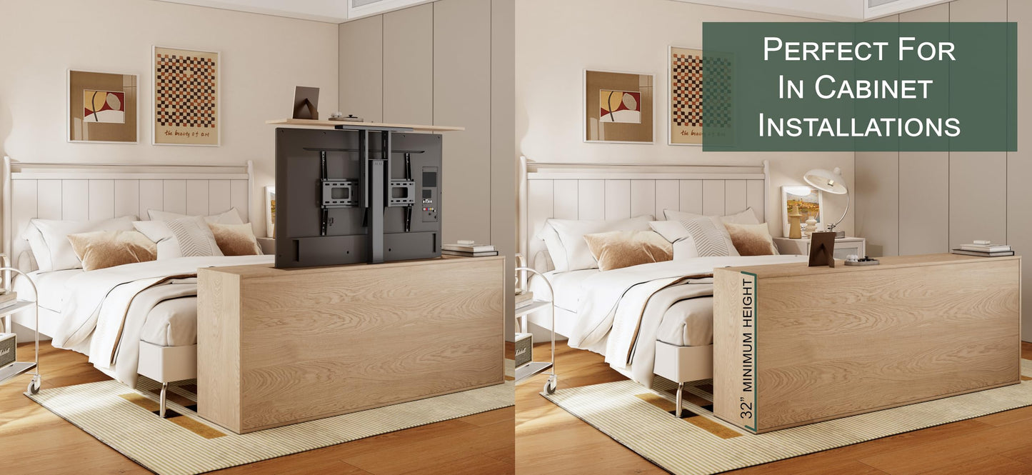 ynVISION.DESIGN Motorized TV Lift Mount for 37"-77" TV's | Vertical Lift Motor TV Stand with RF Remote and Smart Phone Control via WiFi