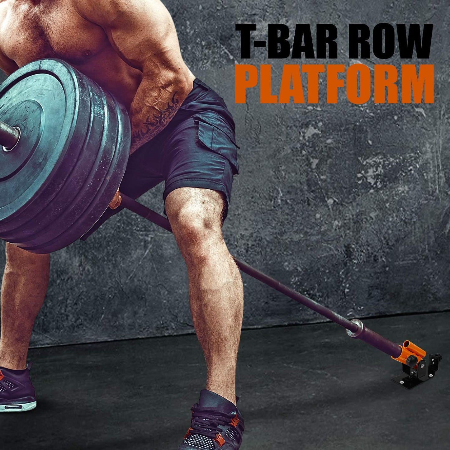 Yes4All Landmine Attachment for Barbell, Adjustable T Bar Row Attachment, Heavy Duty 360-Degree Swivel - Orange