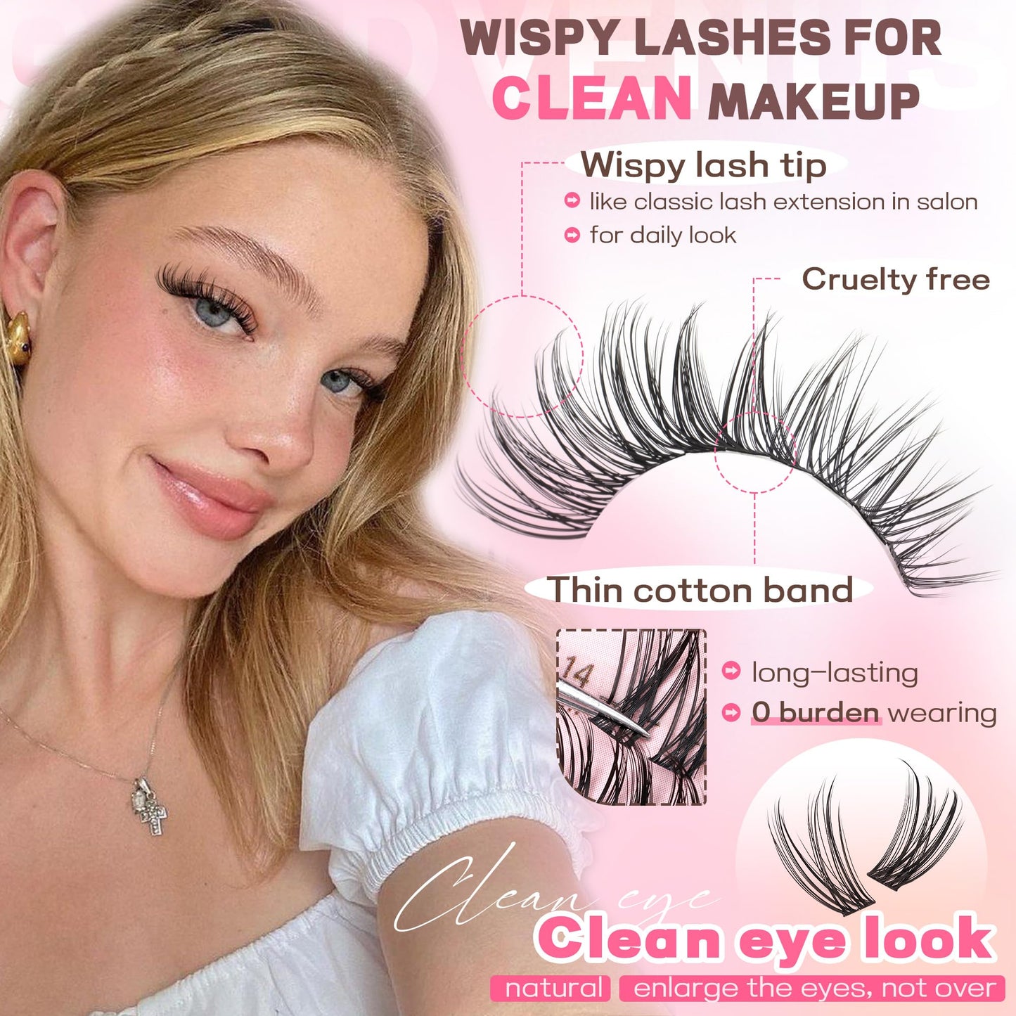 Goddvenus Lash Clusters Kit Wispy Eyelash Clusters Lashes Natural DIY Lash Extension Kit 10-16mm Cluster Eyelash Extensions Kit 300pcs C Curl Individual Lashes Cluster Eyelash (With Tweezers)