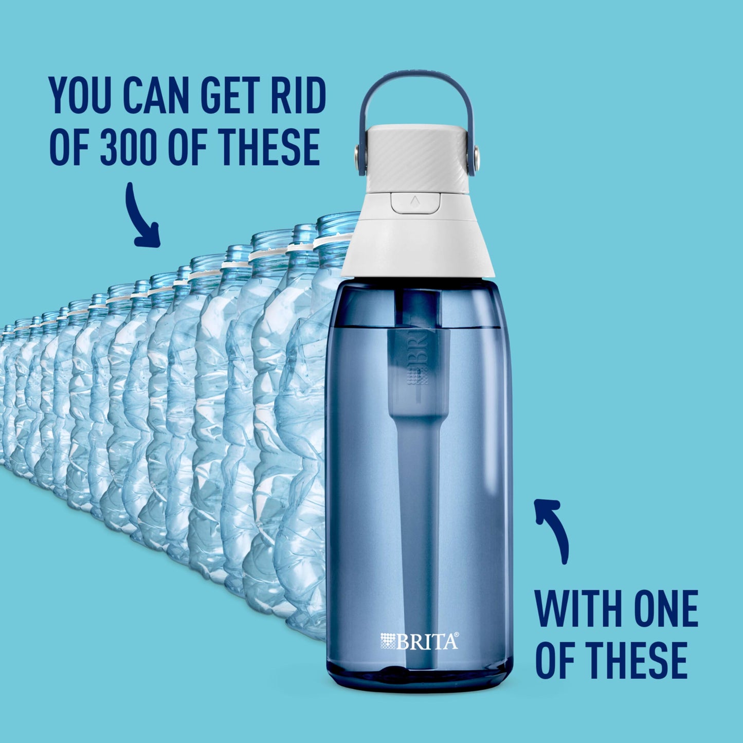 Brita Insulated Filtered Water Bottle with Straw, Reusable, Christmas Gift and Stocking Stuffer For Men and Women, BPA Free Plastic, Night Sky, 36 Ounce