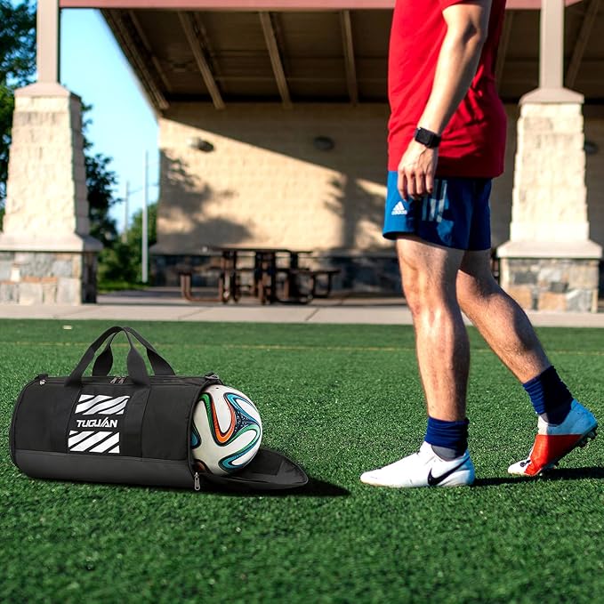 TUGUAN Gym Bag for Men Women with Wet Pocket & Shoe Compartment Travel Duffle Bag Man Sport Basketball Football Bag Weekend Overnight Duffel Bag Gym Tote bag 40L, Black