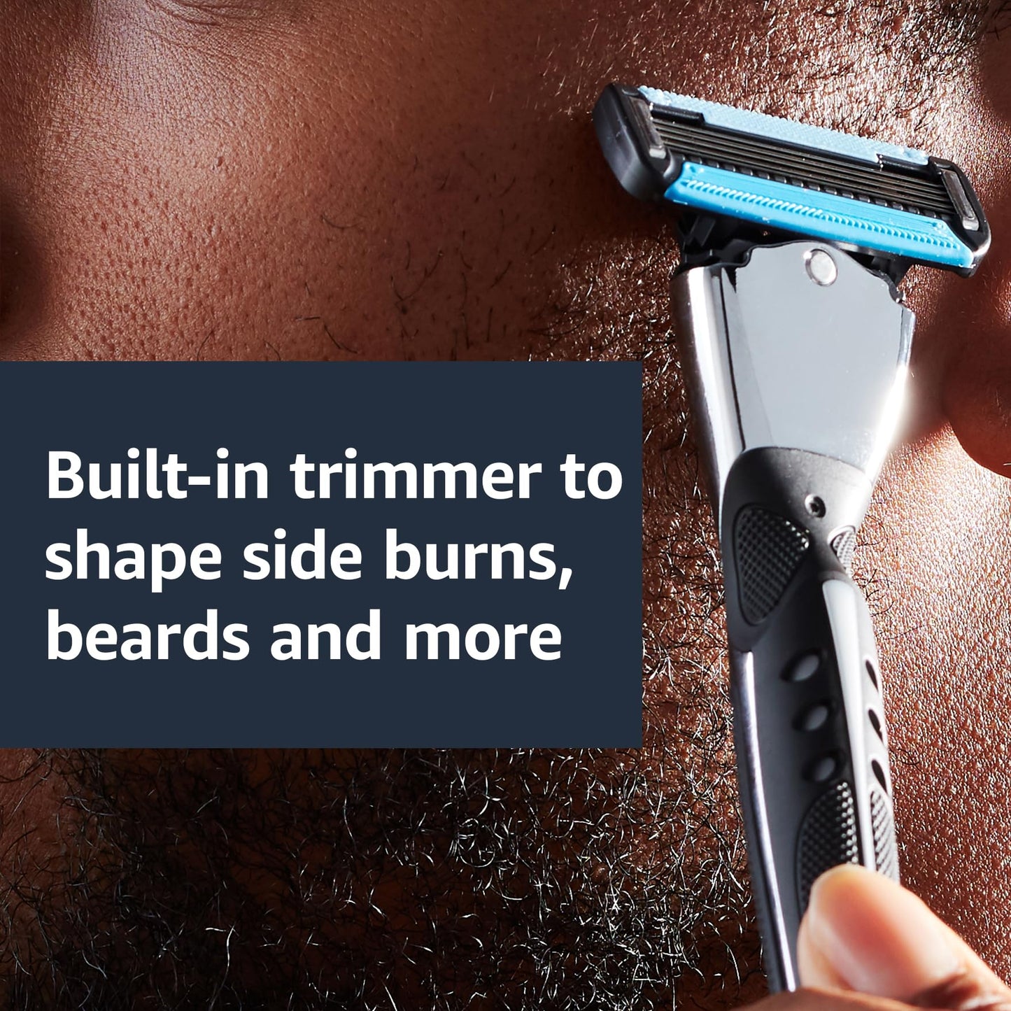 Amazon Basics 5-Blade MotionSphere Razor for Men with Dual Lubrication and Precision Beard Trimmer, Handle & 2 Cartridges (Cartridges fit Amazon Basics Razor Handles only) (Previously Solimo)