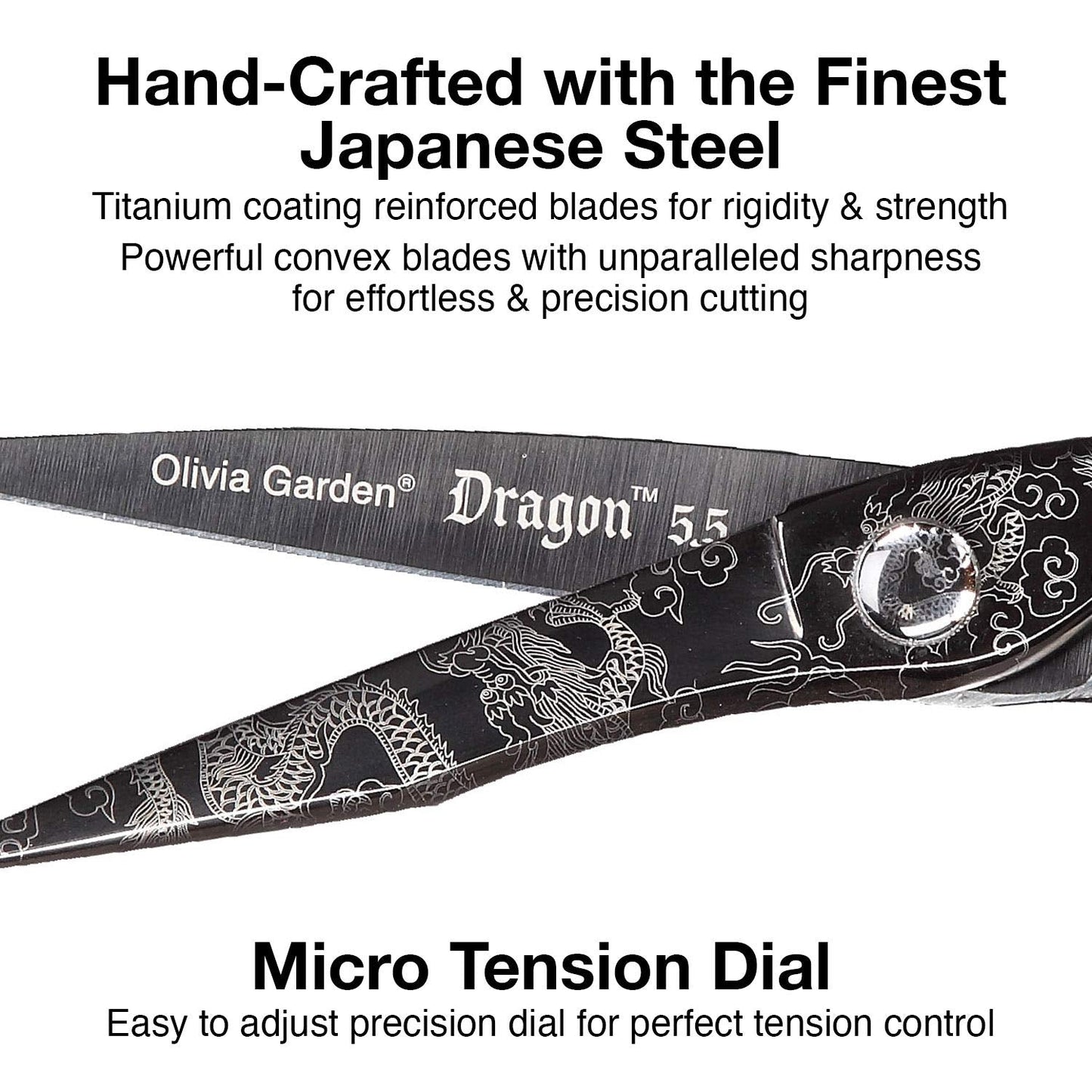 Olivia Garden Dragon Shears Kit - Includes Professional Hair Cutting 6.25" Shear, 6" Thinner, Case, and Accessories - Razor Sharp Scissors - DR-625, DR-T628