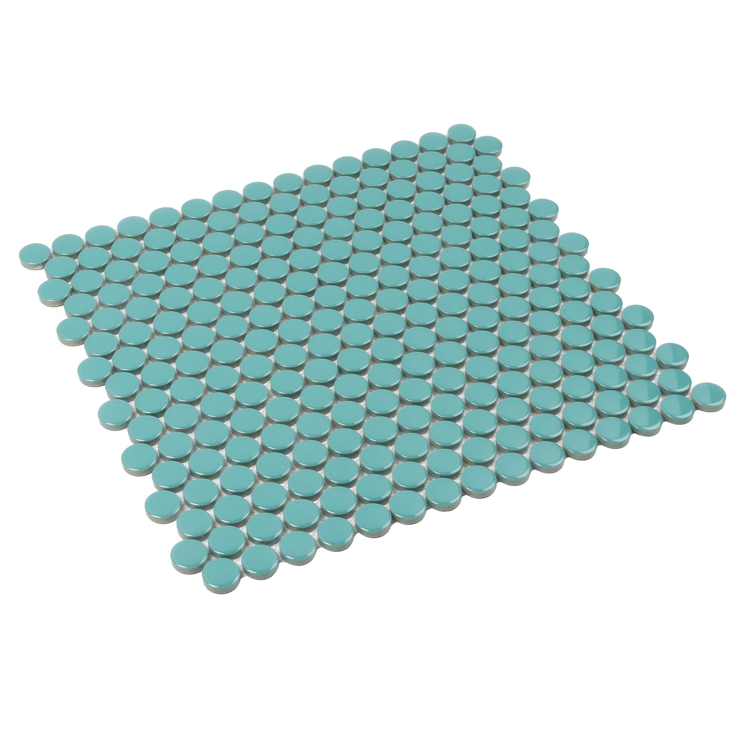 10 Ceramic Penny Round Tile Sheets, 9.87 SqFt/Box. Glossy Turquoise 11.46 X 12.4 in. Porcelain Wall Backsplash & Floor Decorative Mosaic Tile. Easy Install for Kitchens, Bathrooms Decor/Remodel