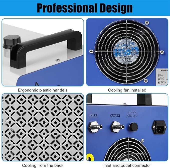 CW-5000 Industrial Water Chiller, 7L 1.14HP 2.64gpm CW-5000 Water Cooling System for 40W 50W 60W 70W 80W 90W 100W CO2 Laser Engraving & Cutting Machines, Laser Chiller Cools 3868 BTU/Hour