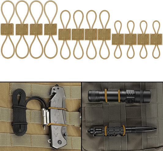 GearHill Molle Attachments, Tactical Backpack Accessories, Molle Webbing Binding Ribbon Multipurpose Tactical Bag Molle Accessories (3 Size Kit, Tan)