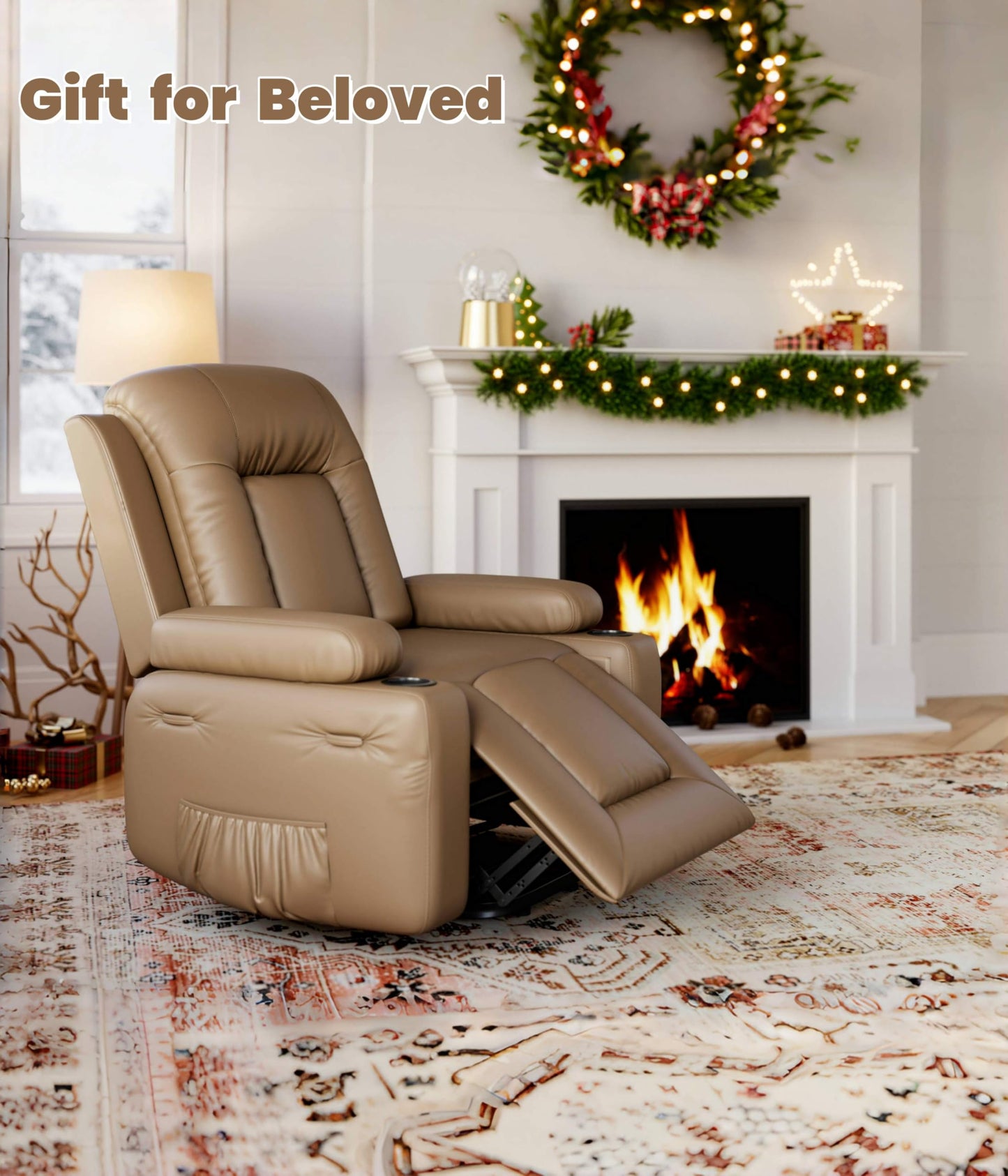 Power Lift Recliner Chair - Heat and Massage, Faux PU Electric Lift Recliner for Elderly & Mobility Impaired, Adjustable Back and Legs, Heavy Duty Lift Chair for Seniors