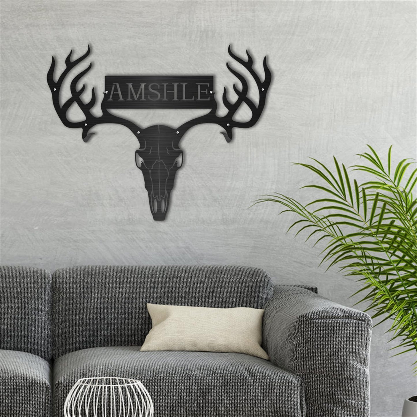 Personalized Metal Deer Skull Bow Rack Custom Name Deer Head Metal Wall Art Hunting Archery Gear Standing Display Bow Rack Hunting Gift for Hunter Dad Grandpa,Deer Archery Display