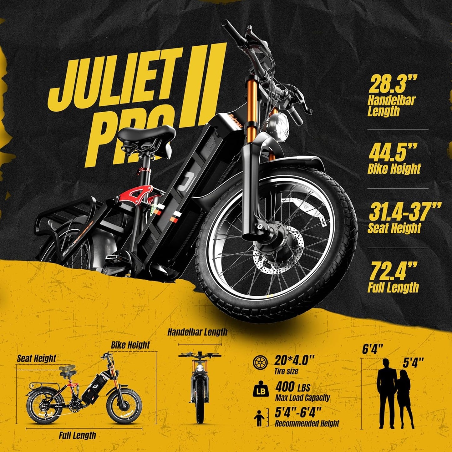 eAhora 2025 Juliet Pro II 70Ah/ 4400W Electric Bike for Adults - x3