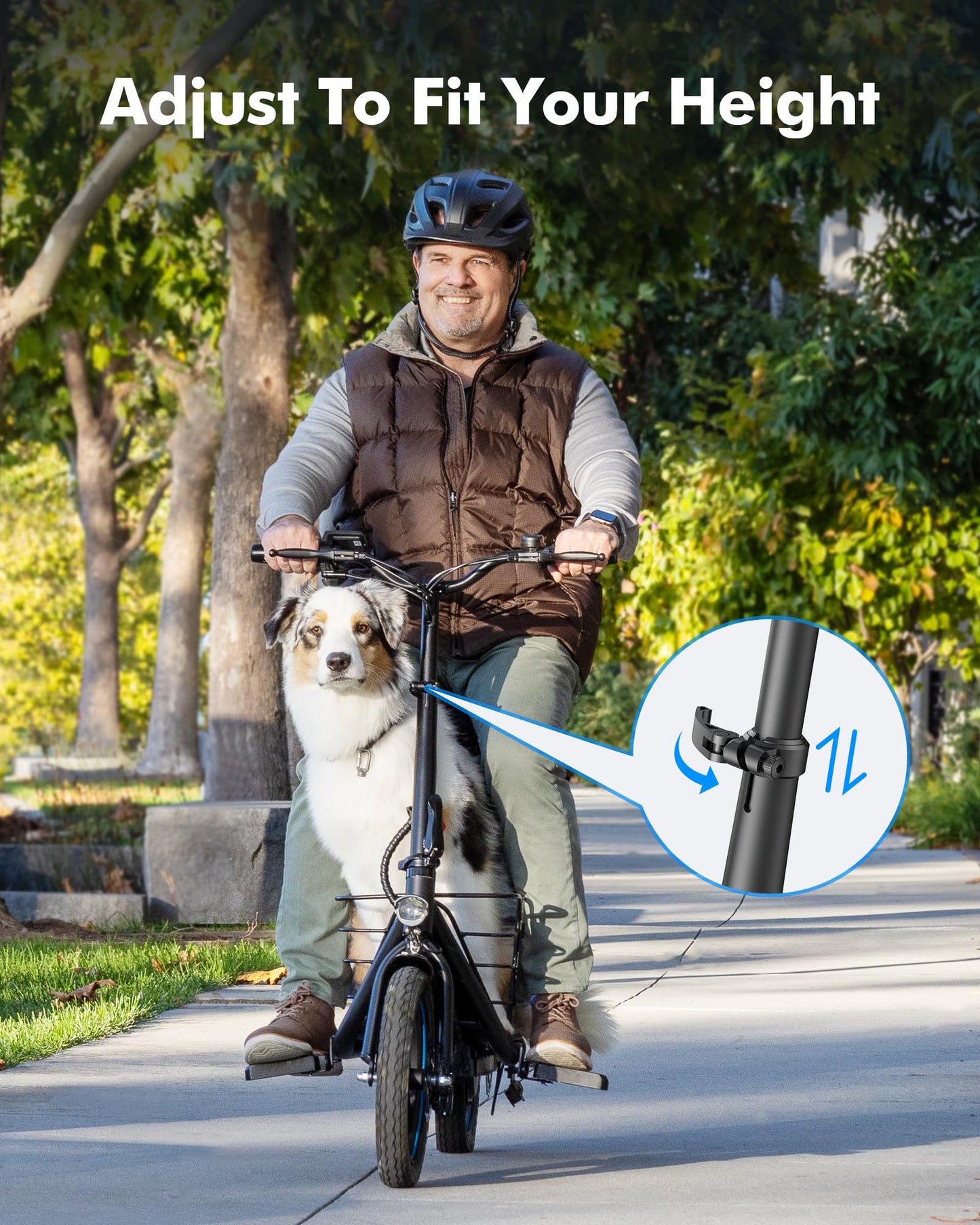 Gyroor C1 Plus Electric Scooter for Adults with Seat & Pet Basket - 30 Miles Range 650W Motor 48V 13.5Ah Battery 18.6MPH 14" Pneumatic Tires Foldable Design Shock Absorbers 300lbs Pet Bike, L73