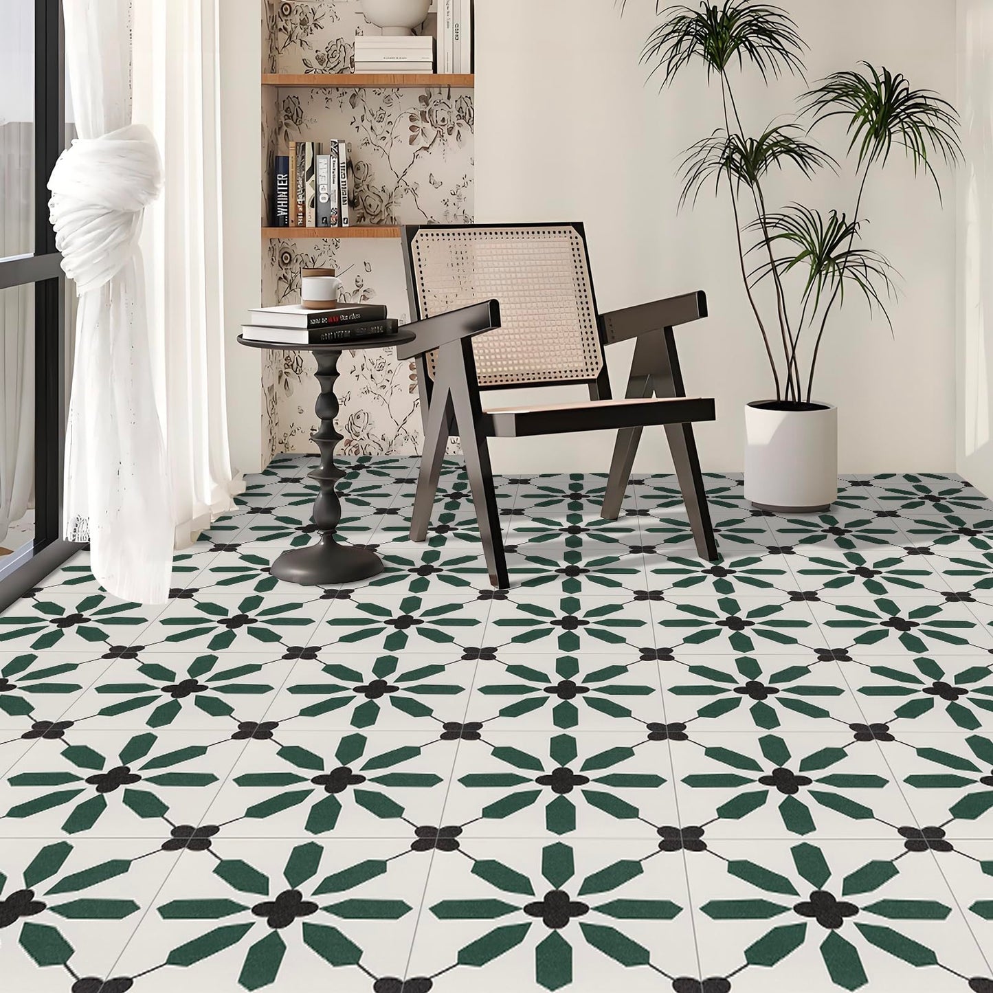 Alow Peel and Stick Flooring, Peel and Stick Floor Tile Waterproof,Flower Self-Adhesive Vinyl Flooring Suit for Bathroom Toilt,Kitchen 12x12in(10pcs)