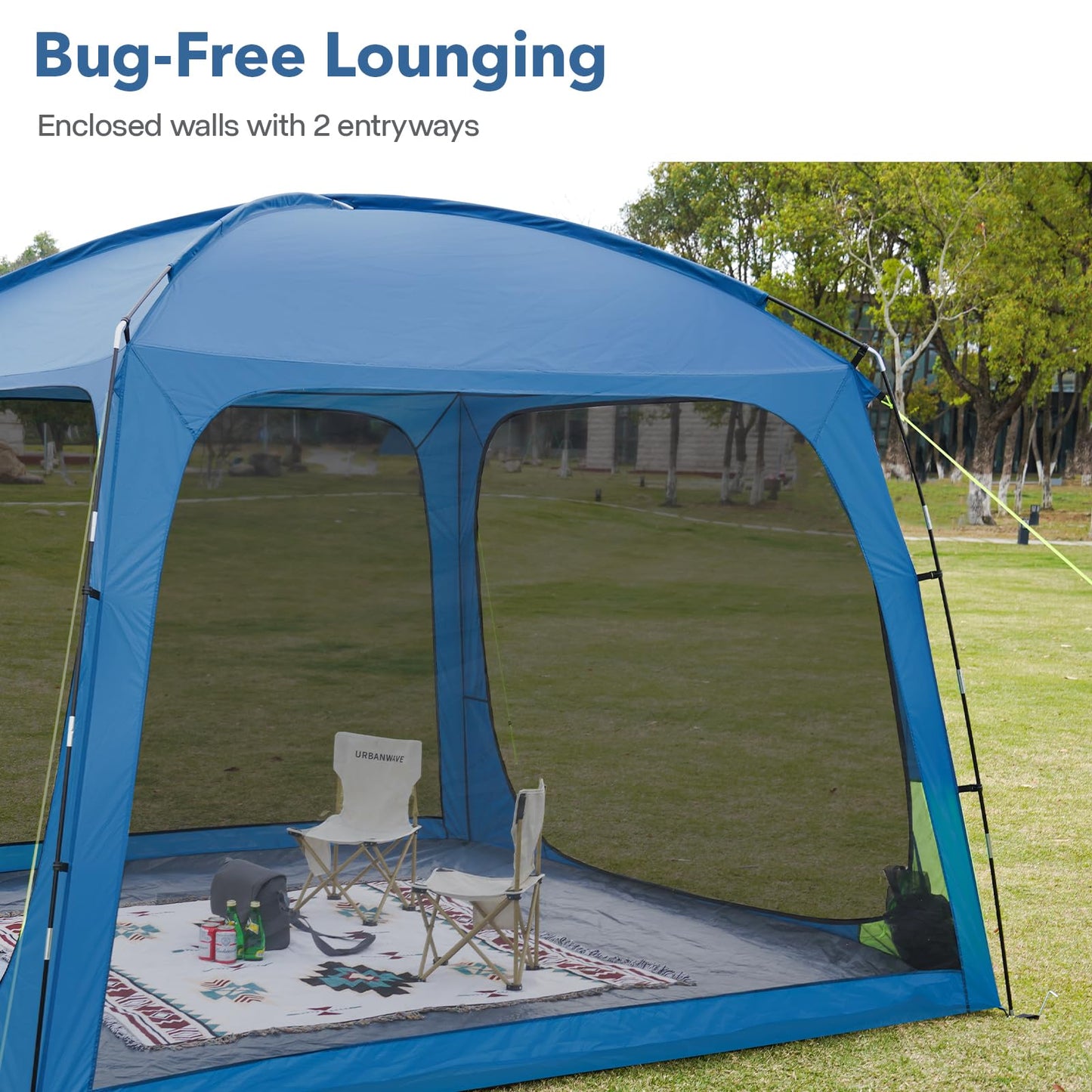 OakPedion 10 X 10ft Screen House Room for Camping, Screened Mesh Net Wall Canopy Tent, UPF 50+ Screen Tent with Floor for Patios Outdoor Camping Activities